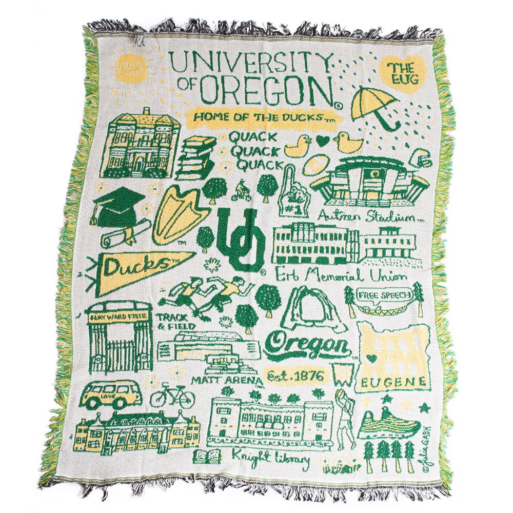 University of Oregon logos, Julia Gash design, Neil, Tapestry, Blanket